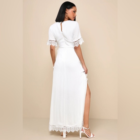 Lulus Sweeten the Occasion White Lace Short Sleeve Maxi Dress, Size XL - Picture 2 of 15